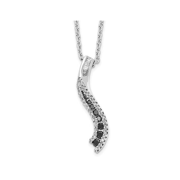 1/4 Carat (ctw) Black & White Diamond Pendant Necklace in Sterling